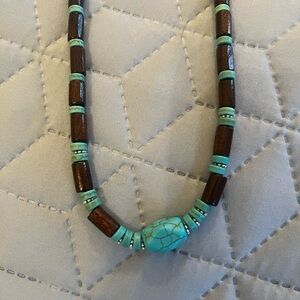 NEW 20 inch Turquoise and Brown Beaded Necklace. Beautiful made in Italy. 🇮🇹